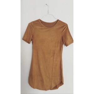 Brown suede body con dress.